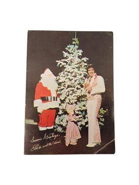Elvis Presley 5x7 Christmas Postcard Colonel Tom Parker 1970's Seasons Greetings